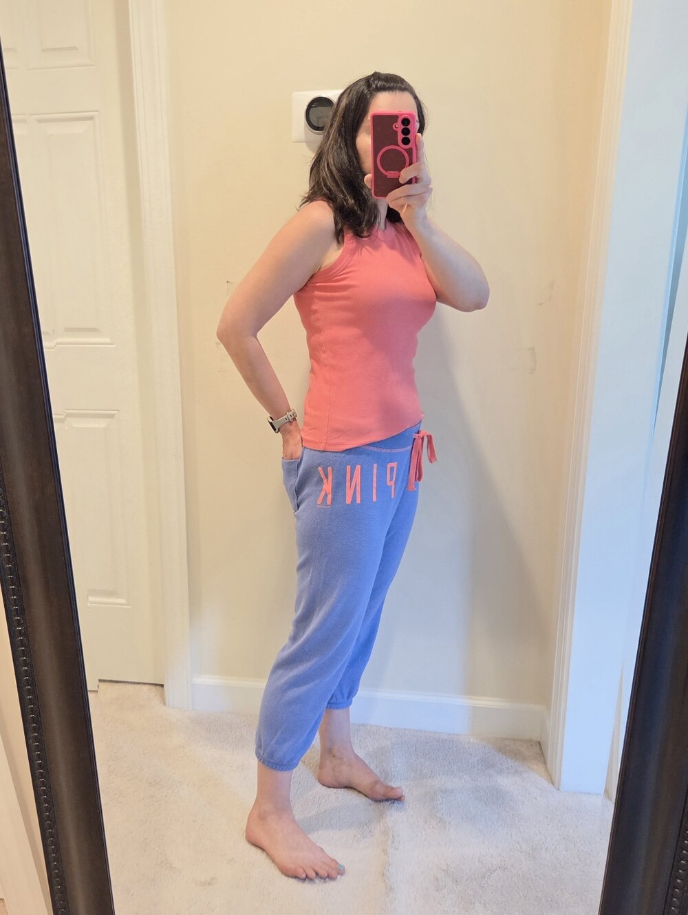 PINK Victoria's Secret Periwinkle Blue Logo Crop Joggers, Size S